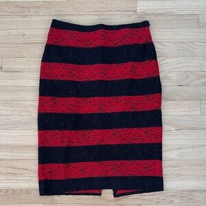 The Limited Red and Blue/Black Striped Pencil Skirt